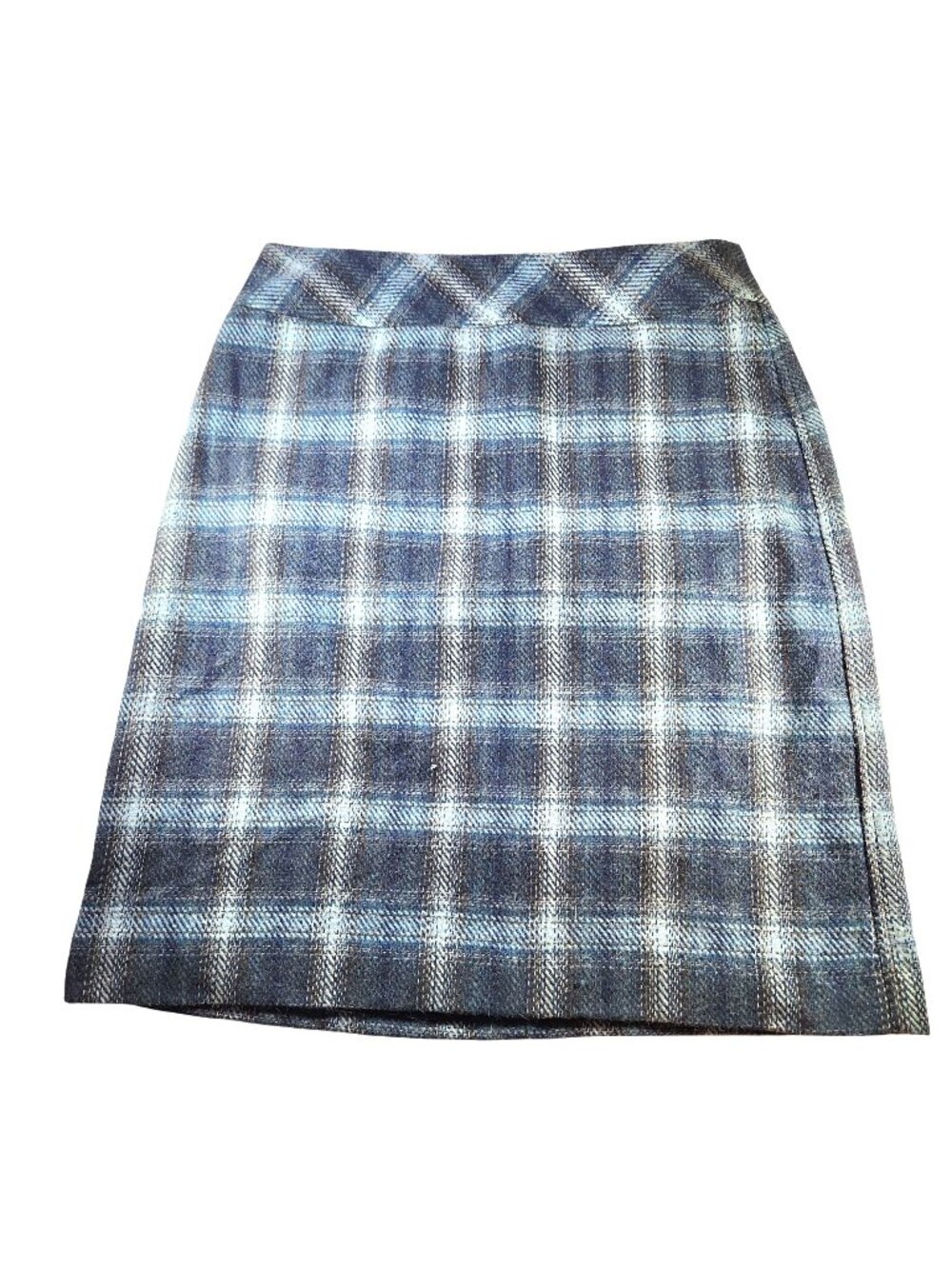 Talbots skirt Womens Blue Plaid Wool Blend Pencil Size 10 dark academia office
